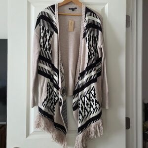 Western Chic Fringe Longline Cardigan American Eagle Outfitters Wmns M NWT Aztec